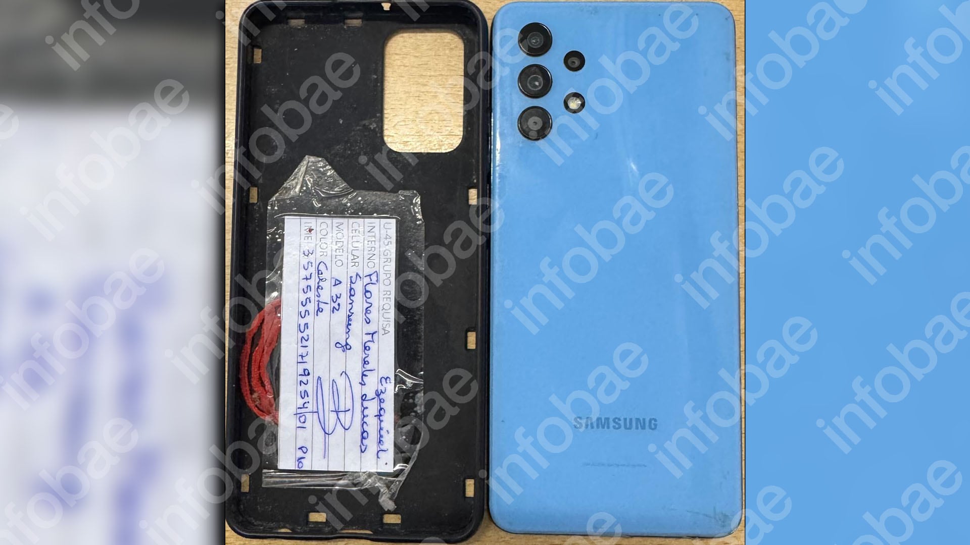 El teléfono celular Samsung A32 de Lucas Mereles, líder de La Banda del Millón, fue secuestrado por las autoridades durante una requisa. (.)