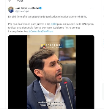 José Jaime Uscátegui habla de minas en el territorio nacional - crédito @jjUcastegui