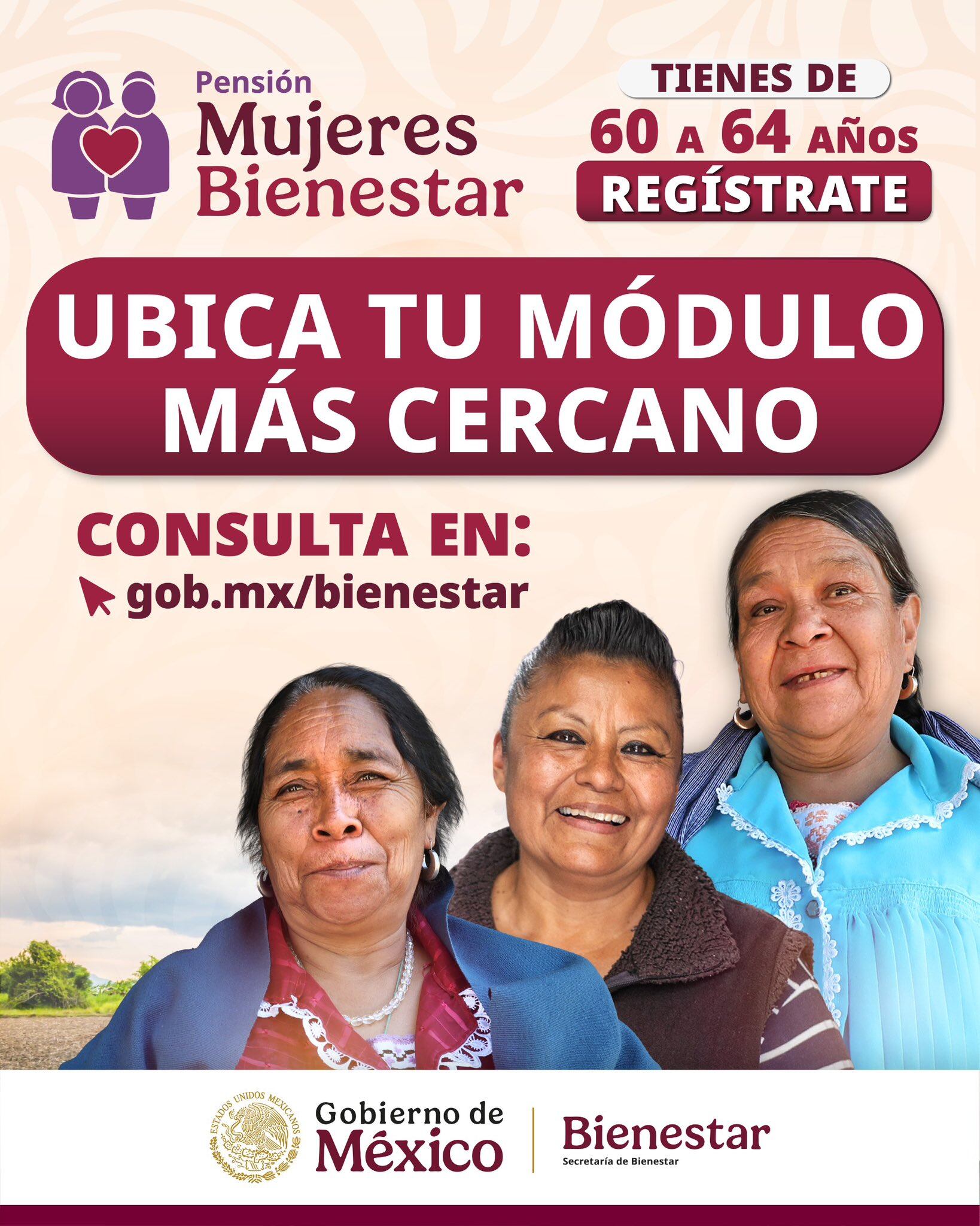 En agosto de lunes a sábado se llevará a cabo el registro al programa Pensión Mujeres Bienestar.