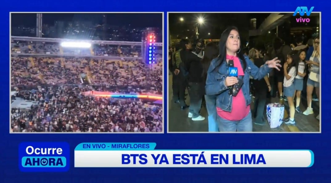 BTS en Lima: ARMY toma los alrededores del hotel y espera con emoción la salida del grupo. Captura: ATV Noticias.