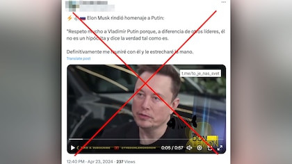 Elon Musk no elogió a Putin: el video fue manipulado