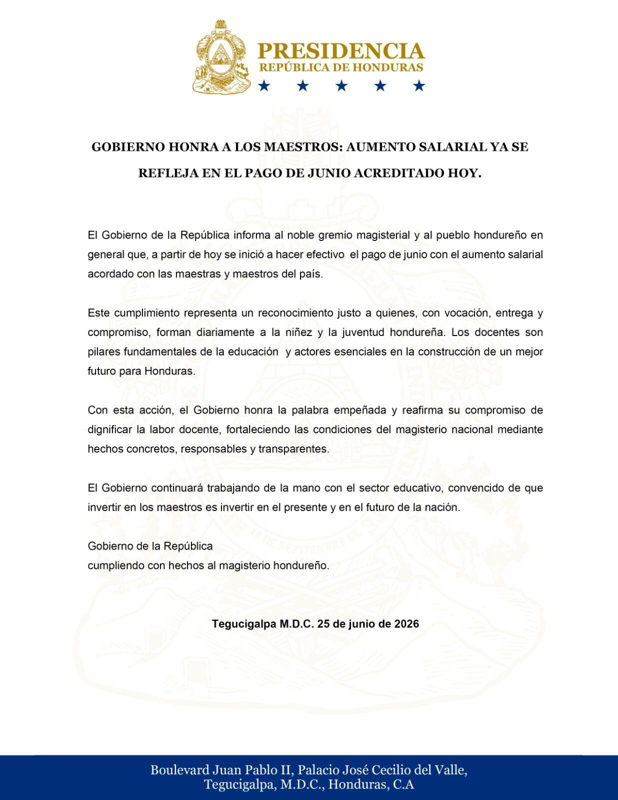 El aumento salarial ya se refleja en el pago de junio de los docentes hondureños. (FOTO: La Tribuna)