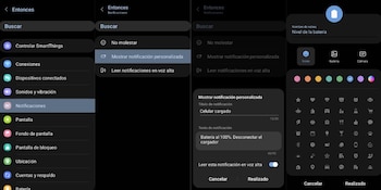 Los celulares Samsung pueden habilitar notificaciones de voz para recordar desconectar el cargador cuando está cargado al 100%. (Infobae)