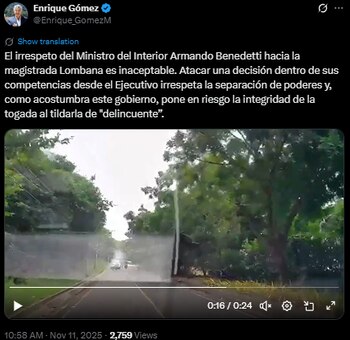 Enrique Gómez llamó "irrespetuoso" a Armando Benedetti - crédito @Enrique_GomezM