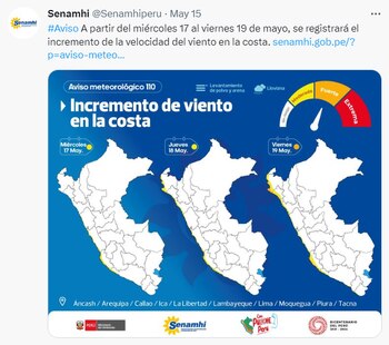Senamhi advirtió el incremento de