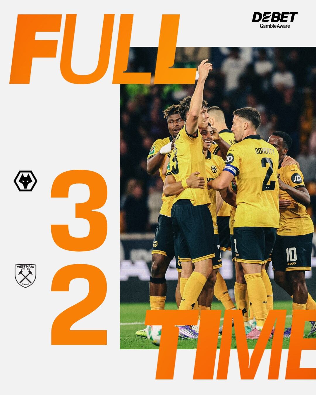 Wolverhampton se impuso 3-2 al West Ham- crédito @Wolves/X
