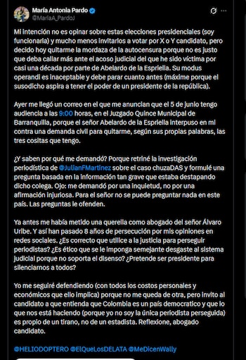 María Antonia Pardo - crédito @MariaA_PardoJ/X