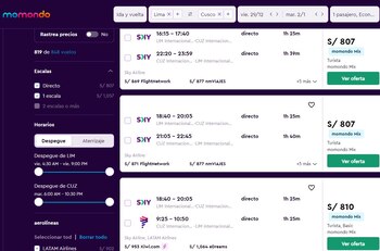 Momondo mantiene actualizados los precios