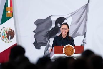 La presidenta Claudia Sheinbaum durante 'La Mañanera' de este miércoles 1 de abril. (Crédito: Gobierno de México)