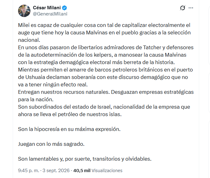 Las declaraciones de César Milani