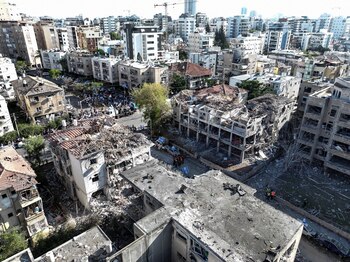 A drone photo shows the