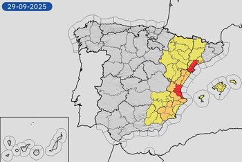 Mapa actualizado de alertas meteorológicas