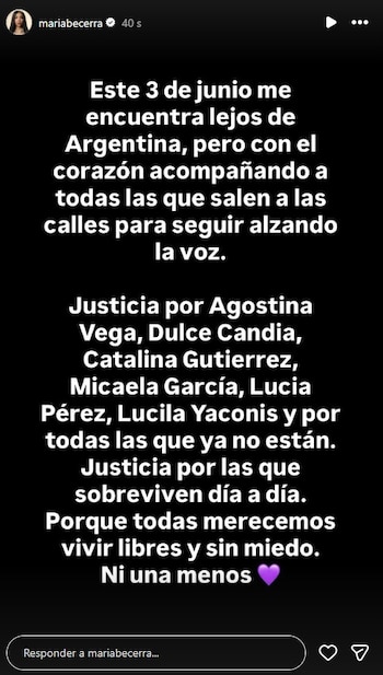 El mensaje de María por el aniversario de Ni Una Menos