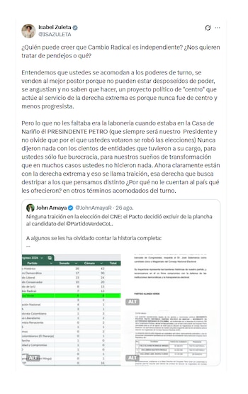 Isabel Zuleta y sus ataques a John Amaya