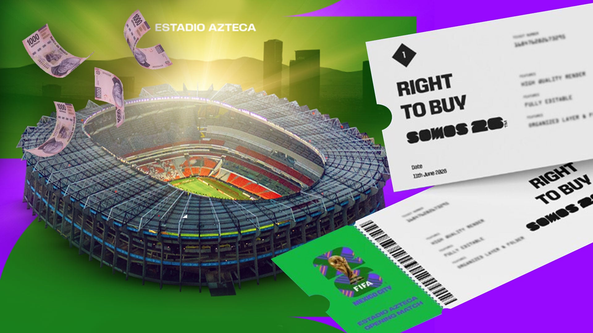 La FIFA espera recaudar 13.000 millones de dólares por venta de boletos, derechos de transmisión y patrocinadores en el Mundial 2026 (Ilustración: Jovani Pérez)
