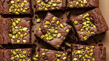 Receta de brownies con pistacho,