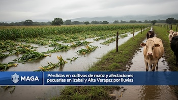 Guatemala: El MAGA reporta pérdidas en cultivos de maíz y afectaciones pecuarias en Izabal y Alta Verapaz por las lluvias