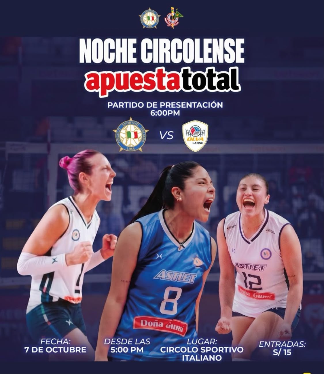 Circolo Sportivo Italiano se medirá con Olva Latino en su noche de presentación.
