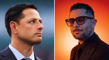 Dos retratos de hombres. El de la izquierda con traje oscuro y corbata, de perfil. El de la derecha con traje oscuro, gafas y barba, mirando al frente.E