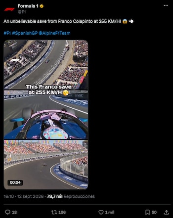 La salvada de Franco Colapinto en el Gran Premio de España