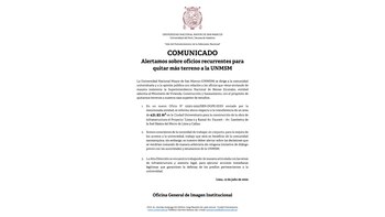 Comunicado de la Universidad Nacional