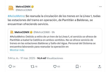 Reanudaron el servicio en la