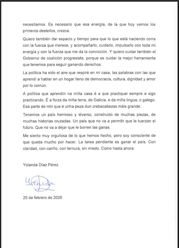 Carta de renuncia como candidata