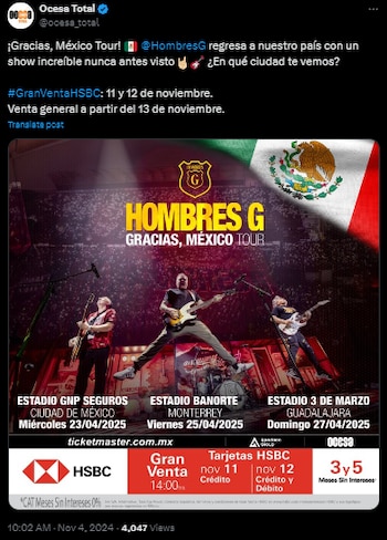 Hombres G anuncia fechas de