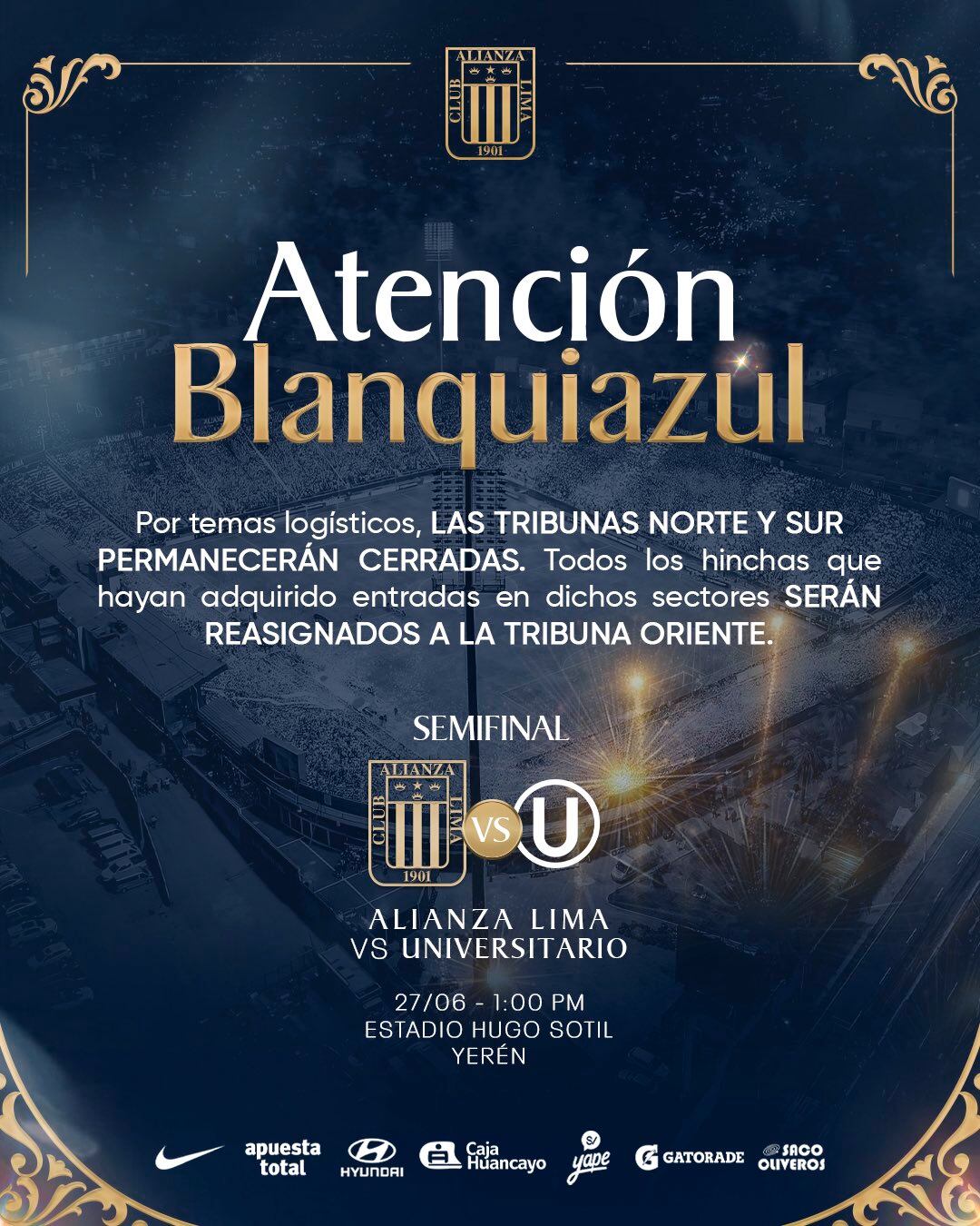Comunicado de Alianza Lima previo al clásico por la Liga Femenina 2026.