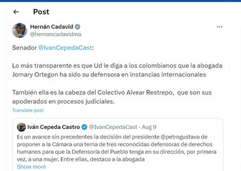 Hernán Cadavid le respondió a