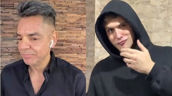 Imagen dividida con un hombre con camisa negra a la izquierda y un joven con sudadera negra con capucha a la derecha.