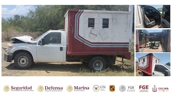 Camioneta blindada asegurada. Crédito: X - @gobiernocolima