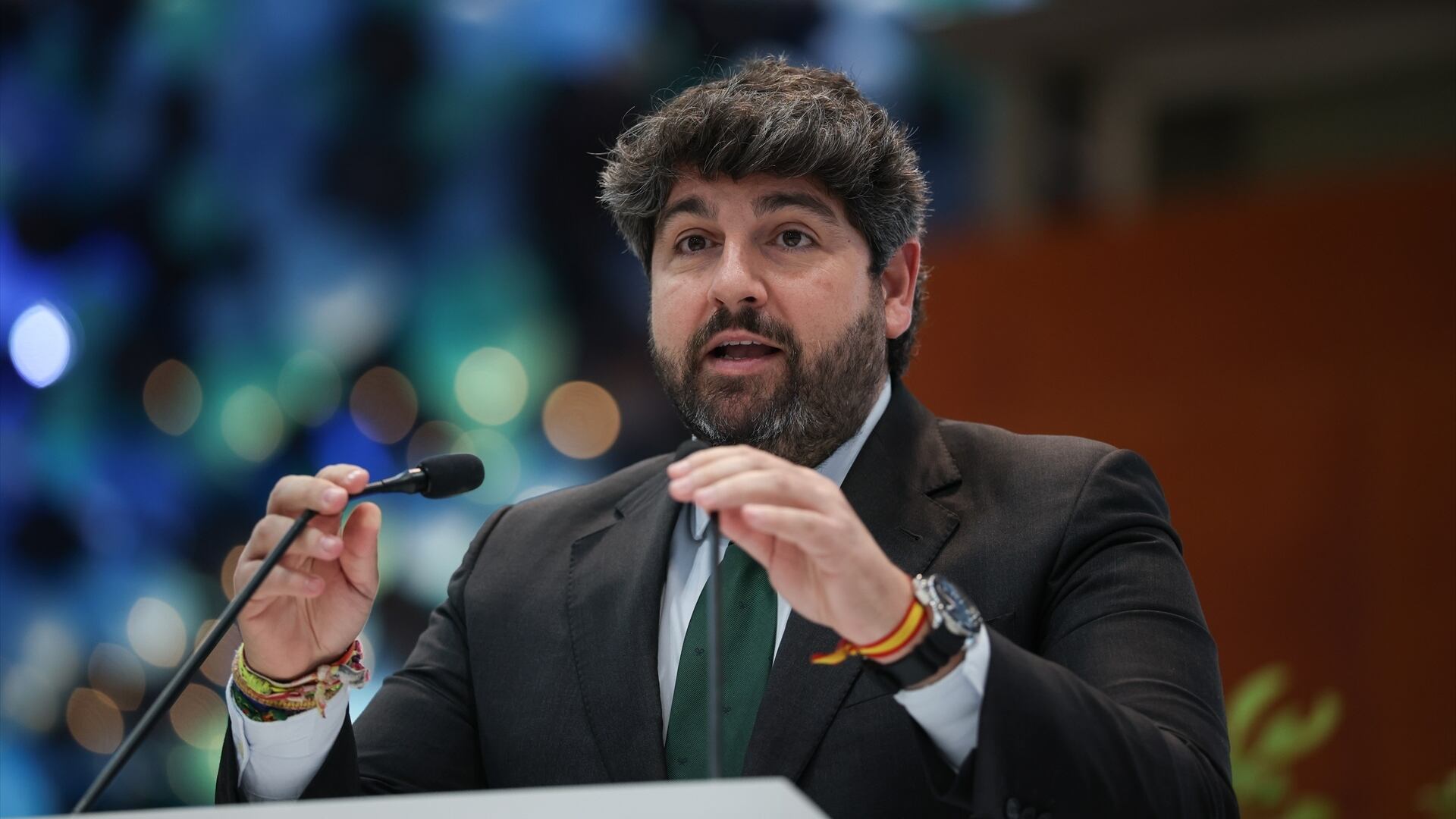 El presidente de la Región de Murcia, Fernando López Miras, interviene durante FITUR (Alejandro Martínez Vélez / Europa Press)