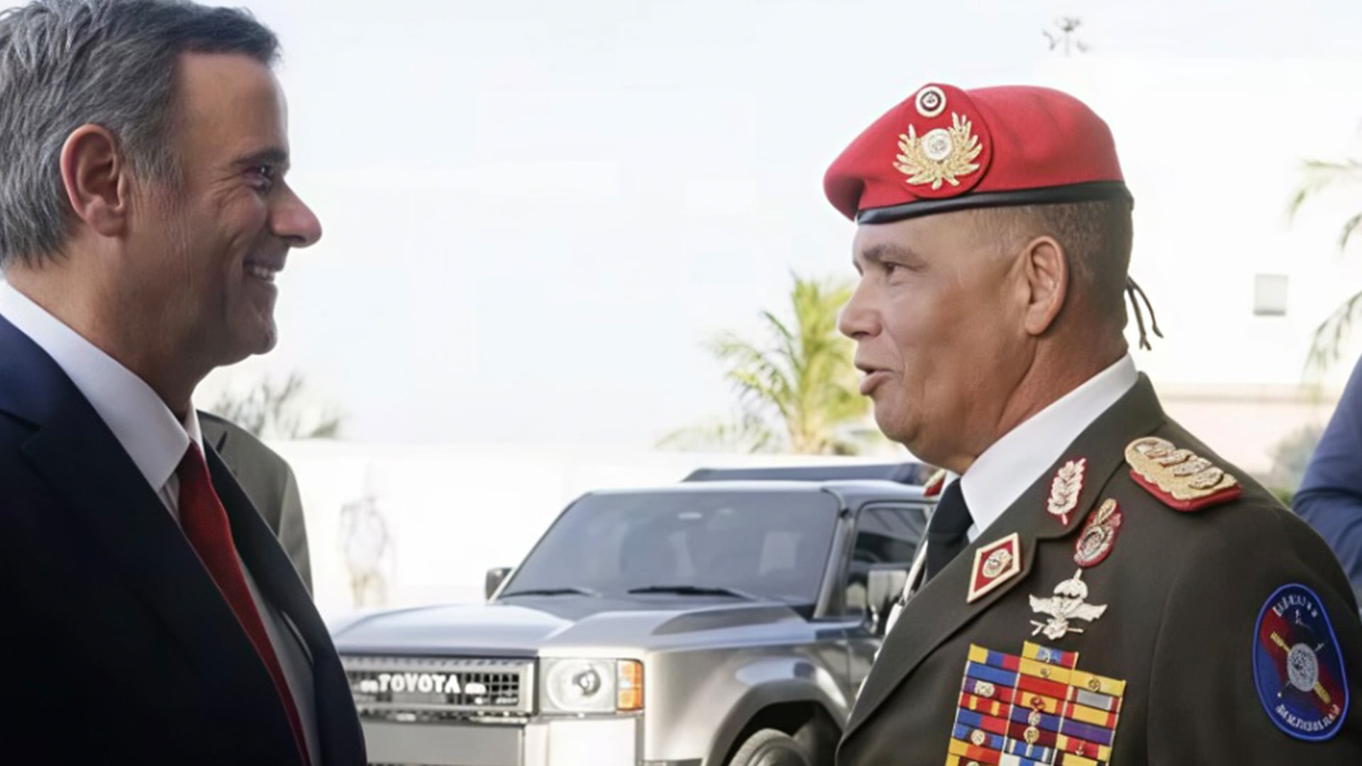 El ahora Ministro de la Defensa, GJ Gustavo González López con el director de la CIA en su breve visita a Caracas