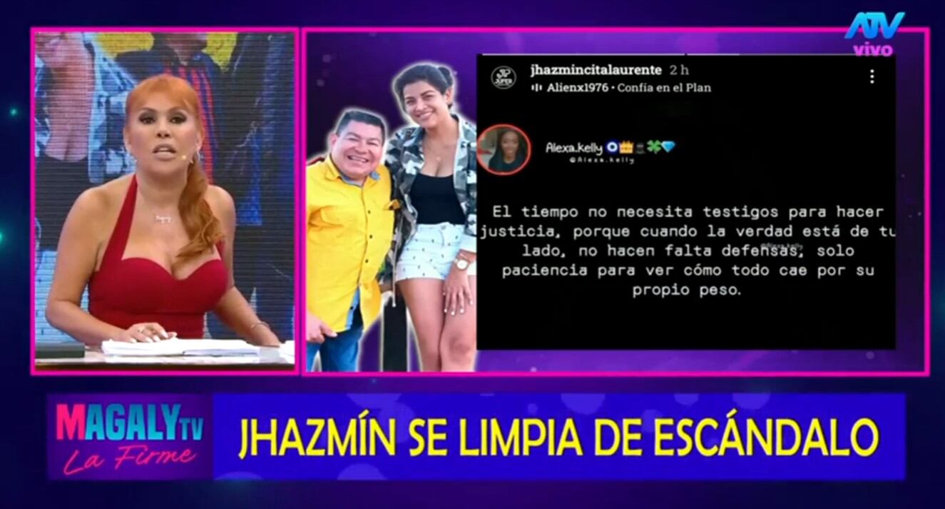 Jazmín Gutarra y Dilbert Aguilar: La esposa del cantante responde a las polémicas acusaciones de infidelidad. Infobae Perú / Captura TV - Magaly TV La Firme