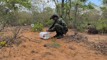 Los análisis técnicos determinaron que la carga contenía una mezcla de Anfo y aserrín para evitar detonaciones por calor - crédito prensa Ejército Nacional