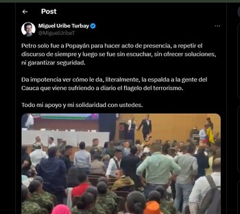 El senador Miguel Uribe Turbay