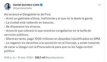 Daniel Quintero llamó a la