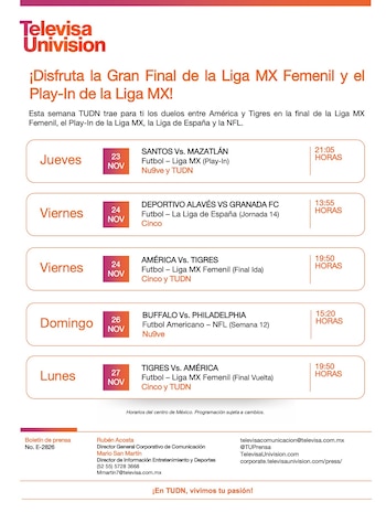 Los dos partidos serán transmitidos