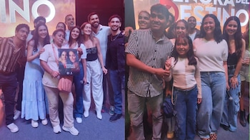 El elenco de ‘Señora del destino’ sobre el escenario saludando a miles de fans y familias. Difusión.