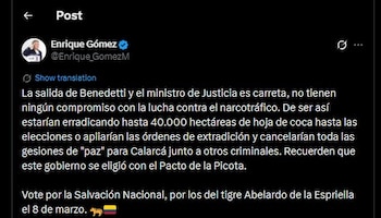 Enrique Gómez contestó al mensaje