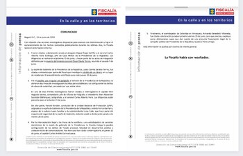 Comunicado de la Fiscalía en