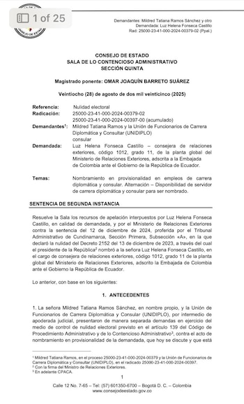 El Consejo de Estado emitió