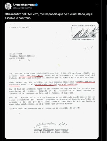 Documento de 1991 de Gustavo