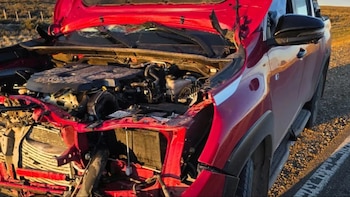 Un ex gobernador de Santa Cruz chocó contra un guanaco cuando viajaba por la Ruta 3 y su auto quedó destruido