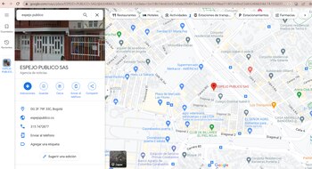Ubicación Espejo Público. Google Maps
