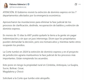 Paloma Valencia, senadora, dijo que
