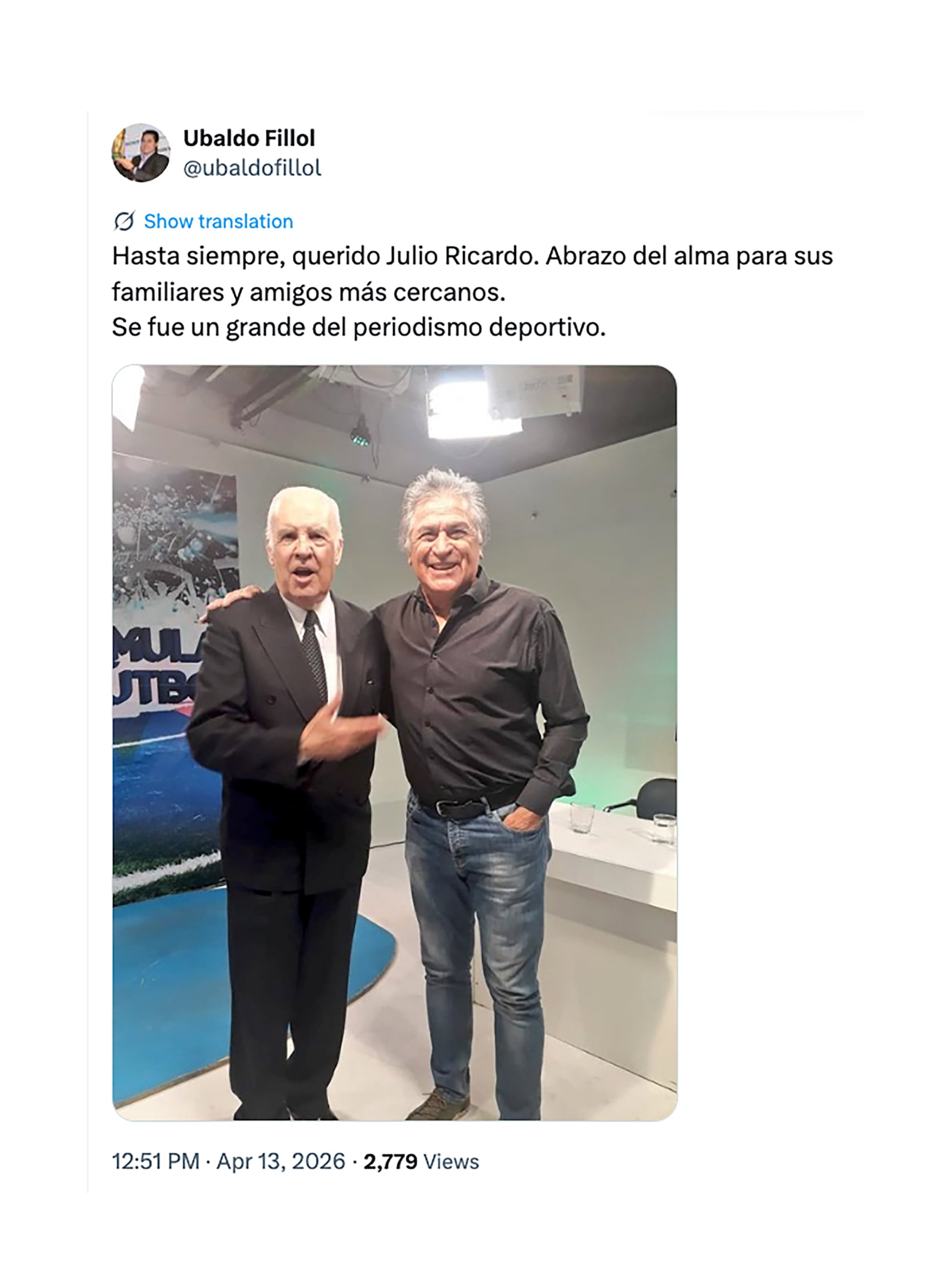 El saludo de Ubaldo Fillol a Julio Ricardo