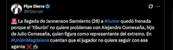 Jannenson Sarmiento ya no llegaría