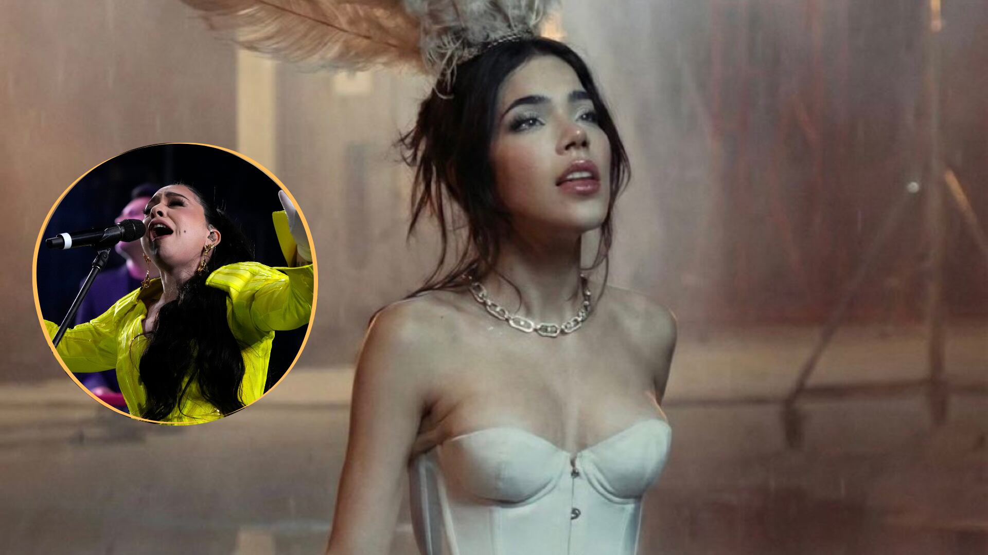 La canción, inspirada en la relación de Kenia Os con Peso Pluma, combina la sensibilidad de Carla Morrison con el pop fresco de Kenia. (AP/Fernando Llano- Youtube: Kenia Os)